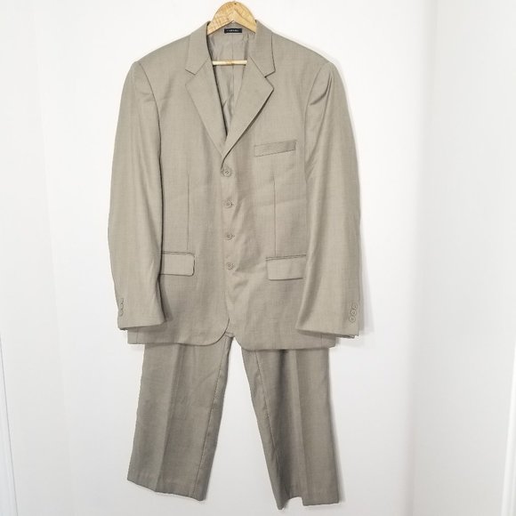 Vintage Other - Le Monde Classic Men's Tan Two Piece Suit Event Set Business Casual 42 Short